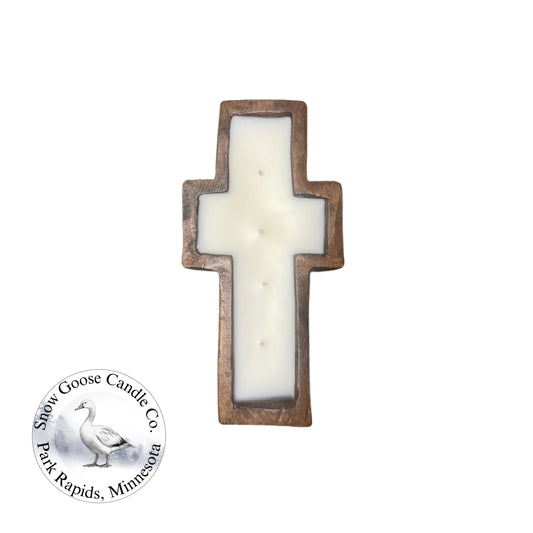 12 oz Cross Wood Candle Platter