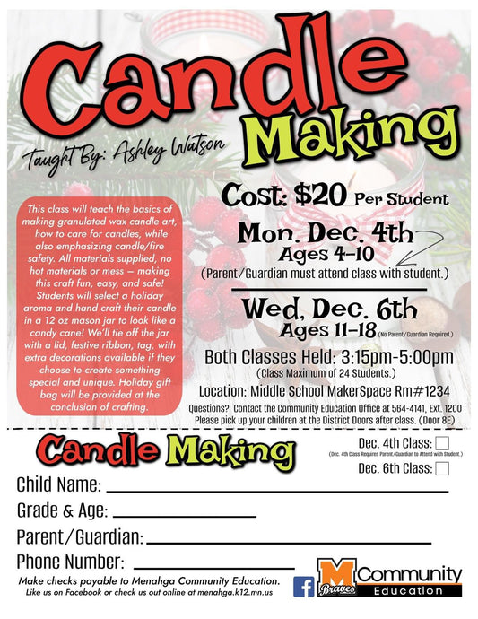 Menahga Community Ed Kids & Teen Candle Making